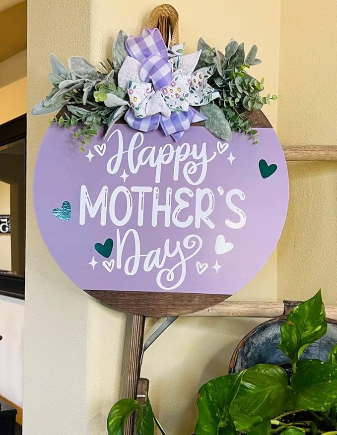 Happy Mother Day Front Door Sign, Personalized Welcome Wreath Hanger, Charming Entry Decoration For Spring, Wall Accent, Thoughtful Gift For Mom During Holiday Celebrations Doorsign_281125_SR6_6