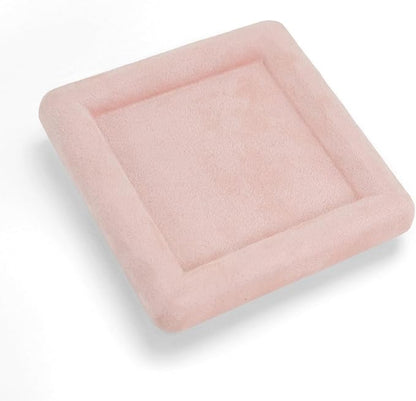 Black Velvet Jewelry Display Tray, Luxury Velvet Ring Holder Showcase for Necklaces Earrings, Jewelry Store Display and Ecommerce Photography Prop, 4.72x4.72 Inches (Pink)