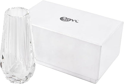 Kitcom Small Flower/Bud Crystal Vase Decorative Vases for Home or Wedding, Outline Dimensions W2.8''xH6', Clear with Gift Box