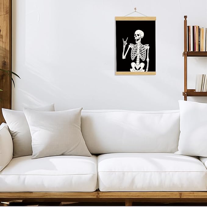 Skull Poster, Funny Gothic Decor, Emo Canvas Posters, Farmhouse Canvas Poster, Halloween Skeleton Skull Wall Art, Aesthetic Wall Decor for Halloween Home Gallery Living Room Bedroom 11.8*15.7