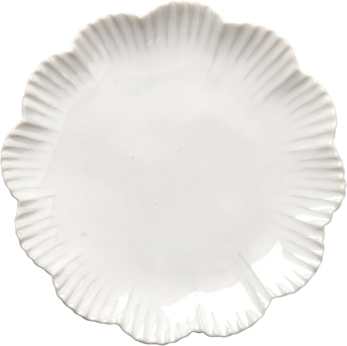 Ceramic Jewelry Dish, Decorative Tray for Rings Earrings Necklaces Bracelet Watch Keys, 4.50" Trinket Tray as Gifts for Women (White Flower)