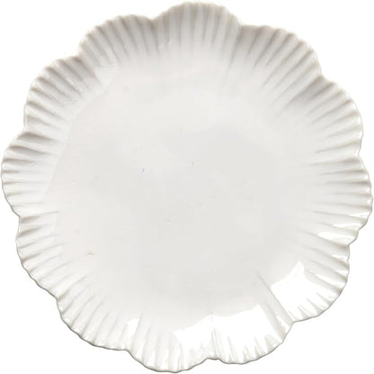 Ceramic Jewelry Dish, Decorative Tray for Rings Earrings Necklaces Bracelet Watch Keys, 4.50" Trinket Tray as Gifts for Women (White Flower)