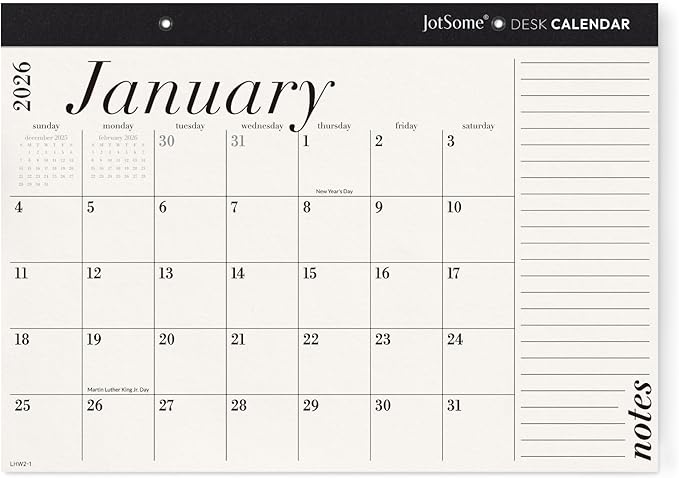 Jotsome Desk Calendar 2026-2027, 18-Month Calendar 17"x12" from January 2026 to June 2027, Desktop Calendar with Large Day Block, for Home, Office, Minimalist