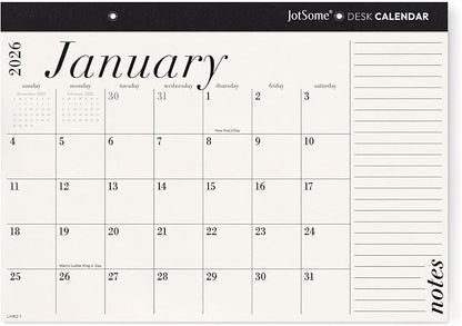 Jotsome Desk Calendar 2026-2027, 18-Month Calendar 17"x12" from January 2026 to June 2027, Desktop Calendar with Large Day Block, for Home, Office, Minimalist
