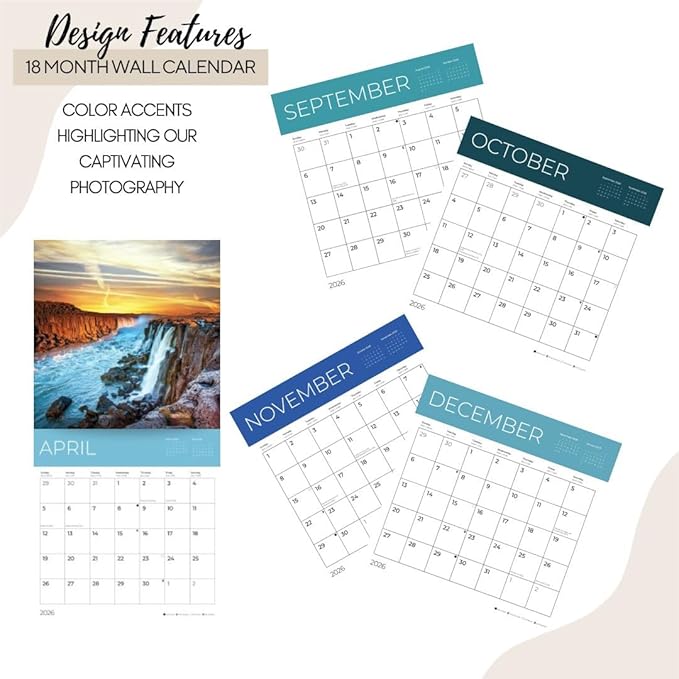 Pathways Wall Calendar 2026 | 12" x 24" Open | Giftable Nature Calendar 2026 | Thick & Sturdy Paper for Organizing & Planning | Pacific Waters Press (Pathways)