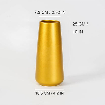 Gold Vase - 10" Gold Ceramic Flower vase for Home/Table/Accent Decor, Minimalist Modern Vases for Centerpieces, Room Decor, Living Room, Bedroom