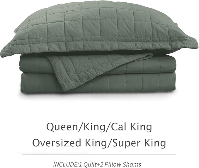 100% Cotton Quilt Sets Queen Size- Soft Lightweight Quilt Bedding Set for Bedroom Decor- Bedspread in Geometric Pattern with 2 Pillow Shams for All Season, 90x98 inches