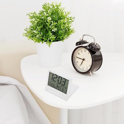 Mobestech Digital Alarm Clock for Desk with Display Compact Foldable Travel Clock Stylish Bedroom Alarm with Read Screen Sleek Minimalist Design for Office and Home Use