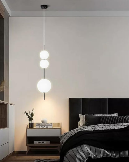 Modern LED Island Chandelier, White Acrylic Spherical Pendant Light, 30W Dimmable Black Ceiling Light, Adjustable Hanging Light Fixture, Suitable for Kitchen Island Dining Room Bedroom Living Room