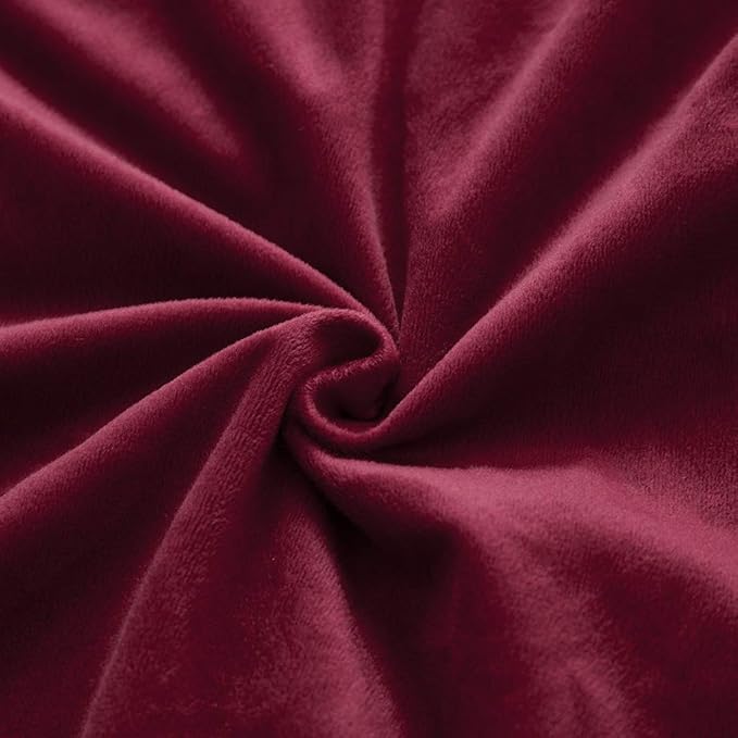 Uhamho Set of 2 Standard Pillowcases Faux Fur Throw Pillow Covers Queen Size Shams Soft Velvet Decorative Zipper Closure (Burgundy, 20"x26")