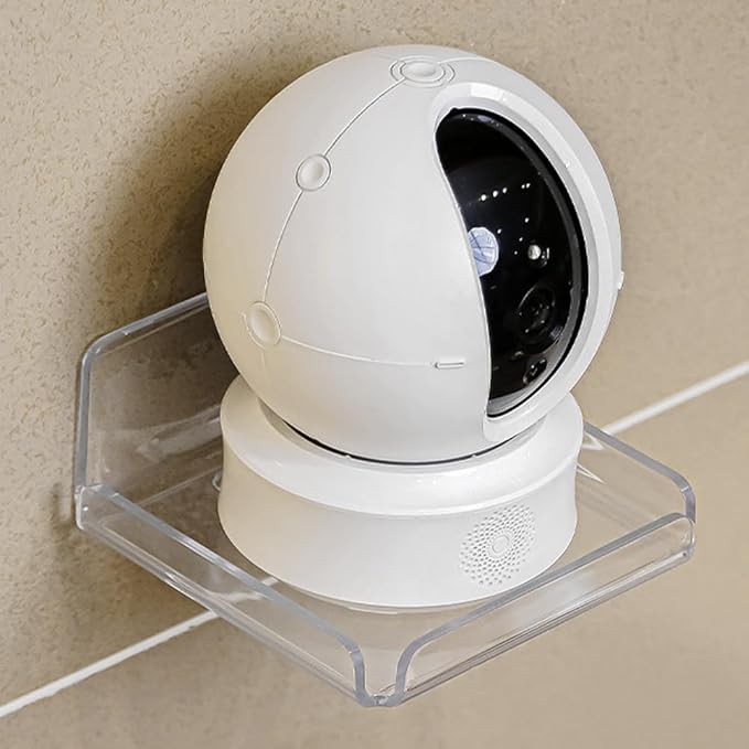 Saycker 2 Pack Clear Acrylic Floating Shelves, Wall Mounted, No Drill, Space Saving, Transparent, Secure Mounting, Easy Installation, Cable Management, Bathroom Office Home