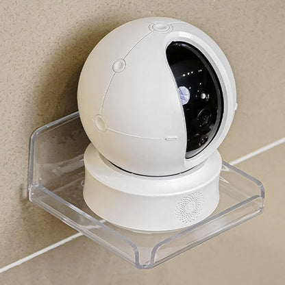 Saycker 2 Pack Clear Acrylic Floating Shelves, Wall Mounted, No Drill, Space Saving, Transparent, Secure Mounting, Easy Installation, Cable Management, Bathroom Office Home