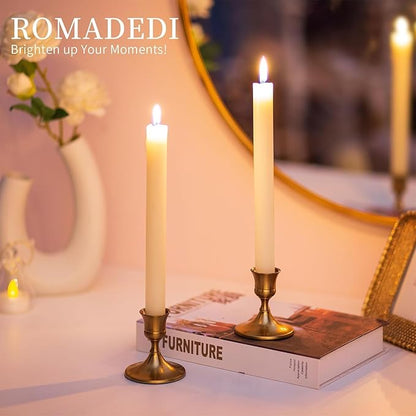 Romadedi Gold Candlestick Candle Holders for Taper, 6 PCS Gold Brass Color Candle Stick Candle Holder for Table Centerpiece, Wedding Reception, Festive Christmas Mantel Decoration or Home Decor