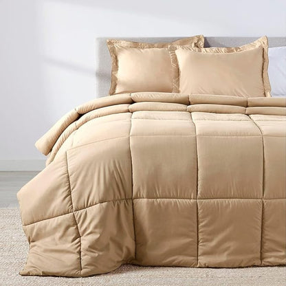 PeachSkinSheets Night Sweats: The Original 1500TC Soft Super Queen Oversized Comforter Set Almond Ivory