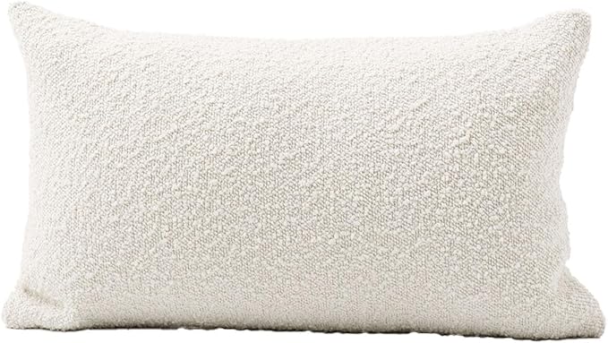 DOMVITUS Boucle Pillow Covers 12x20 Luxury Throw Pillow Covers Decorative Pillows for Bed Sofa Pillows for Living Room Accent Couch Pillows Soft Cushion Case, 1PC, Ivory