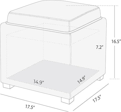 CHITA Storage Ottoman Cube with Tray Lid, Small Footstool with Storage, Square End Table for Living Room and Bedroom, Faux Leather in Black