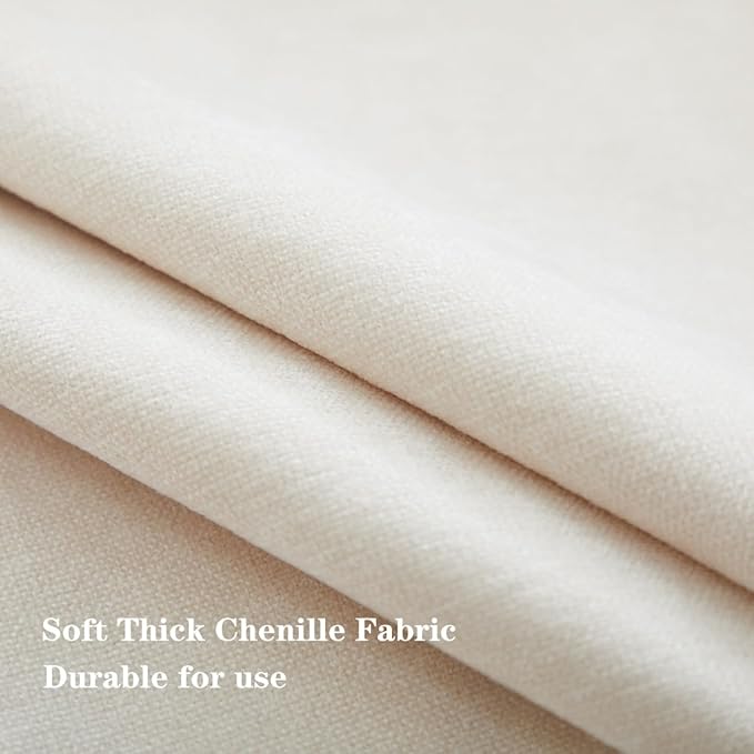 Sunday Praise Cream White Throw Pillow Covers 20x20 Inch Set of 2 Soft Cozy Chenille Decorative Square Pillow Cases Farmhouse Accent Solid Neutral Cushion Covers for Couch Sofa Chair Bed Home Décor