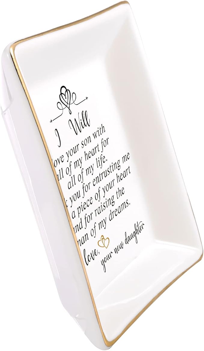 Mother of the Groom Ring Dish - Thank You For Raising The Man Of My Dreams, Mom Gifts for Mother in Law at Wedding, Bridal Shower Gifts