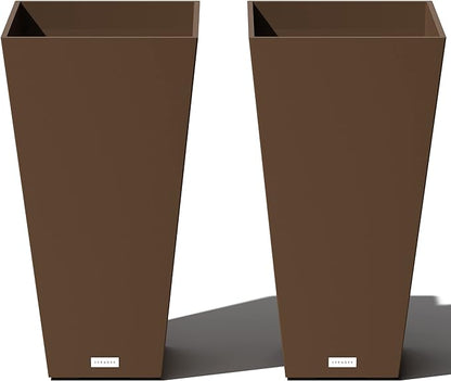 Veradek V-Resin Indoor/Outdoor Taper Planter, 2-Pack (26 inch, Espresso)