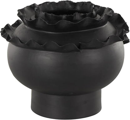 Deco 79 Ceramic Abstract Decorative Vase Floral Inspired Centerpiece Vase, Flower Vase for Home Decoration 12" x 12" x 9", Black
