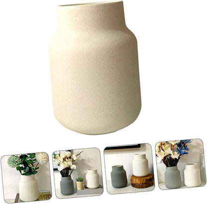 Wide Mouth Frosted Ceramic Flower Vase Delicate Home Decor Flower Holder for Living and Office Creative Household Plant Container White Matte Finish Artistic Centerpiece