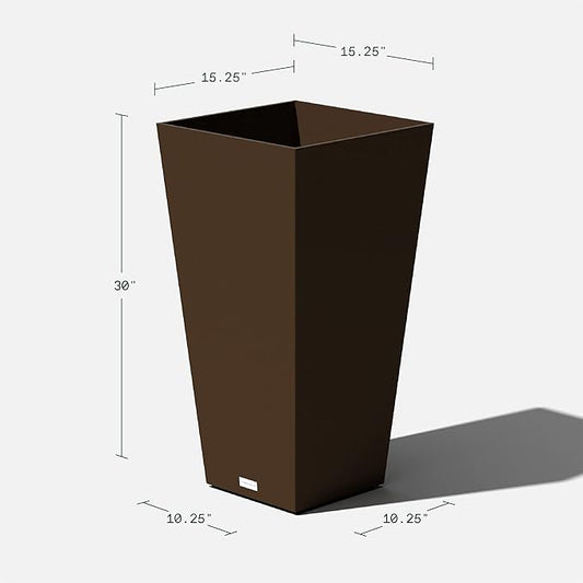 Veradek V-Resin Indoor/Outdoor Taper Planter, Set of 2 (30 inch, Espresso)