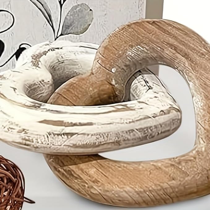 Wood Knot Decor Rustic Home Décor Accents Hand Carved Coffee Table Decoration, Boho Chain Link Decoration, Modern Shelf, Rustic Objects for Home Decor Living Room Bedroom Gift