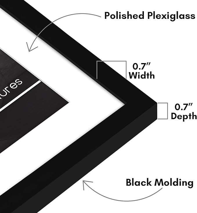 Americanflat 20x28 Picture Frame with Polished Plexiglass - Use as 16x24 Frame with Mat or Display 20x28 Photo Without Mat - Streamline Collection - Thin Border Picture Frames for Wall - Black