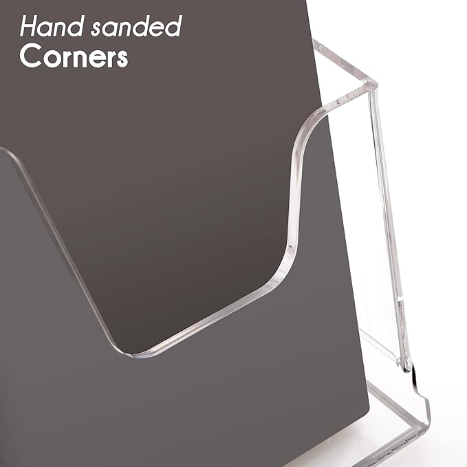 Acrylic Brochure Holder 6X8 Inches Clear Acrylic Flyer Holder Brochure Holder Sign Holder Pamphlet Holder Menu Holder Display Stand 1 Pack For Weddings Offices Exhibition Restaurants Hotel Etc…