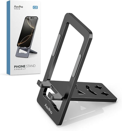 Ultra - Thin Portable Phone Stand: Foldable & Space - Saving, Fits 3.7-7 inch Devices, Black