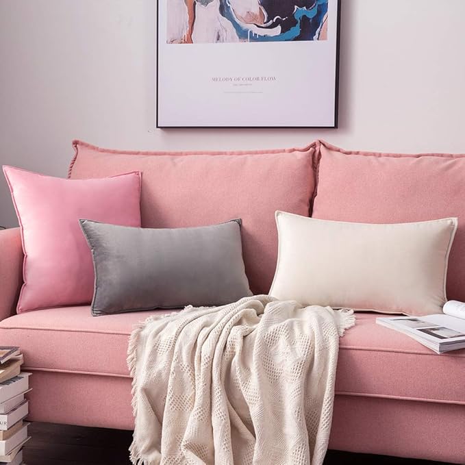 MIULEE Pack of 2 Decorative Christmas Velvet Throw Pillow Covers Soft Cream White Pillowcases Solid Square Cushion Case for Winter Sofa Bedroom Car 18x 18 Inch 45x 45cm