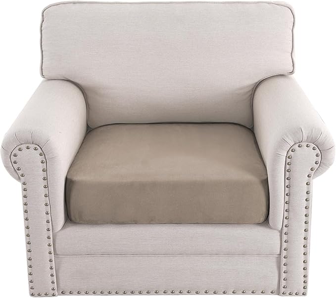 H.VERSAILTEX Suede Armchair Sofa Covers Stretch Couch Cushion Covers Slip Covers for Sofas/Couches Thick Soft Couch Cover for Dogs Washable(1 Piece Chair Cover, Sand)