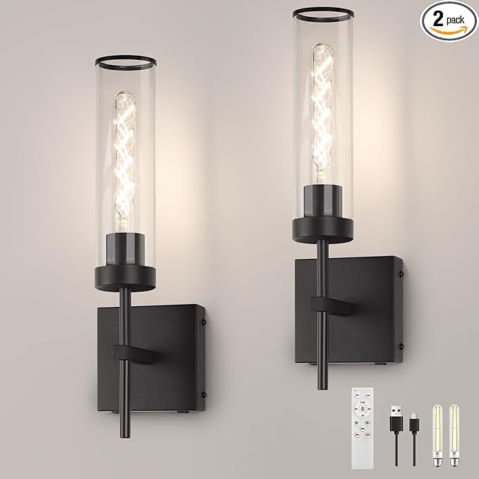 Wall Sconces,Battery Operated Wall Sconce 3000K 10400mAh Fast Chargin Endurance 150 Hours Infinitely Dimmable with Remote Control Wireless Wall Lights for Bedroom Living Room Hallway