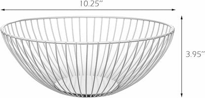IBWell Wire Fruit Basket Fruit Bowl Kitchen Fruit Basket Stand Fruit Bowls for the Counters Metal Fruit Bowl (Bowl) (White)