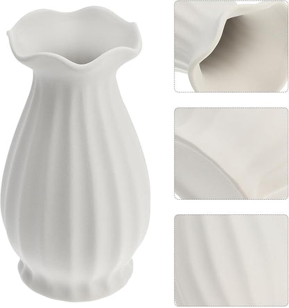 Ceramic Flower Vase White Matte Finish Modern Minimalist Decorative Container for Indoor Fresh Silk Flowers Home Office Tabletop Centerpiece