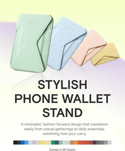 MOFT Magnetic Wallet Stand Compatible with iPhone 17/16/15/14/13/12 Series, Angle Adjustment & Magsafe Compatible MOVAS Phone Stand,Peppermint