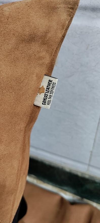 Lambskin Suede Leather Pillow Cover - Sofa Cushion Case - Decorative Throw Covers for Living Room & Bedroom, 16x16 Inches - Tan and Black (01) Pack of 2