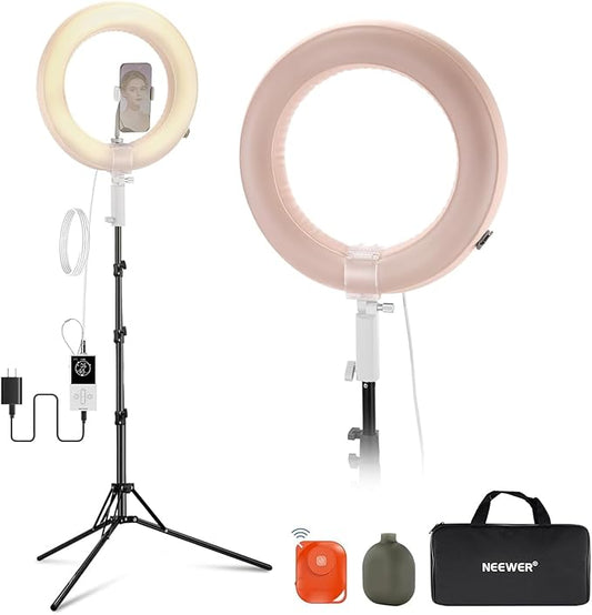NEEWER RL45B 18" Edge Lit Desk Ring Light for Phone Camera Laptop LED Lighting Kit Phone Holder Desktop Stand Ball Head Mount Video Conference Webcam Recording Zoom Call Streaming Makeup Selfie