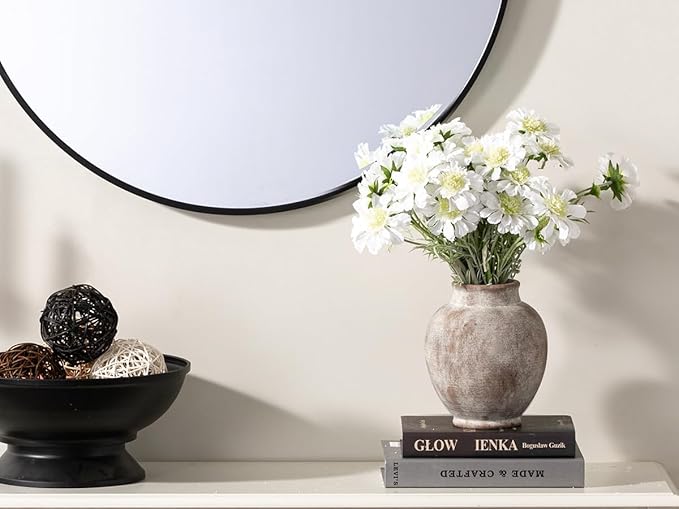 Ceramic Flower Vases Home Decor, 7.4 Inch Rustic Farmhouse Decorative Vase Pottery Pampas Grass Vases for Decor Table Living Room Entryway Mantel Bookshelf Bedroom Bathroom Kitchen - Rustic