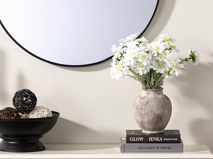 Ceramic Flower Vases Home Decor, 7.4 Inch Rustic Farmhouse Decorative Vase Pottery Pampas Grass Vases for Decor Table Living Room Entryway Mantel Bookshelf Bedroom Bathroom Kitchen - Rustic