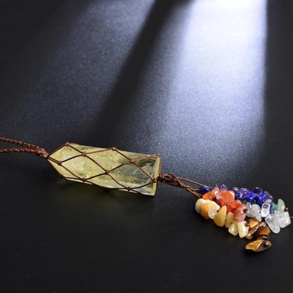 Home Decor Hanging Ornaments Natural Citrine Chakra Ornaments Gemstones Reiki Feng Shui Ornament Window Car Ornament