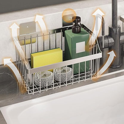 2PCS Hanging Storage Baskets Organizer Wall Mount, SUS304 Stainless Steel Wire Storage Bin Rack for Kitchen Bathroom Shower Spice Shelf,L 9.84 Inch