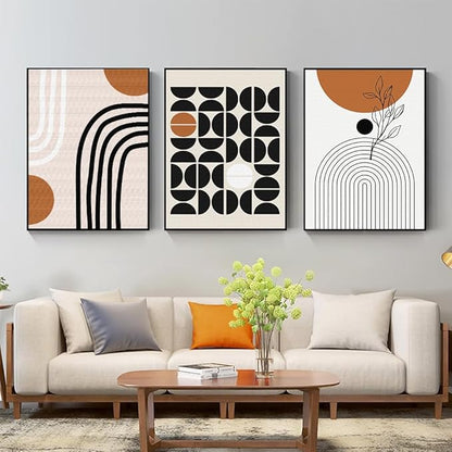QKF Large Canvas Wall Art With Framed For Living Room Modern Abstract Home Decoration Painting Bohemian wall Decor Bedrooms Offices artwork 3 piece Set 20" X 28"