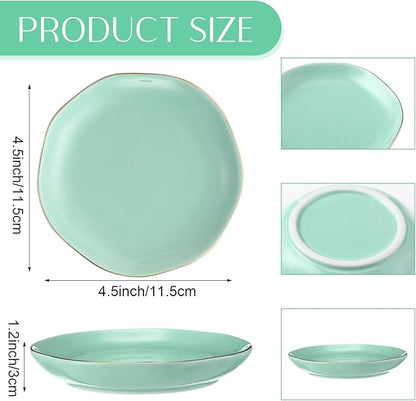 Shappy 24 Pcs Christmas Ceramic Jewelry Tray Gift 4.5 Ring Dish Bulk Decorative Trinket Dish for Birthdays Gift (Macaron Color)