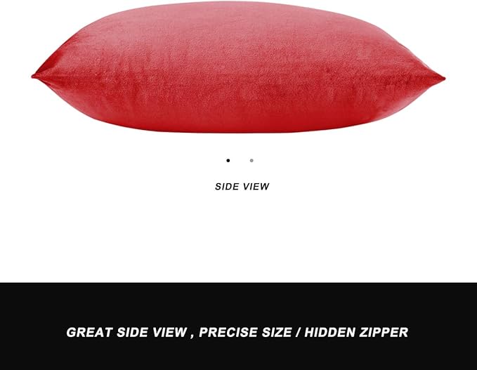 GIGIZAZA Red Velvet 12x20 Decorative Throw Pillow Covers for Sofa Bed 2 Pack Soft Cushion Cover