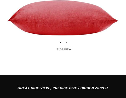 GIGIZAZA Red Velvet 12x20 Decorative Throw Pillow Covers for Sofa Bed 2 Pack Soft Cushion Cover