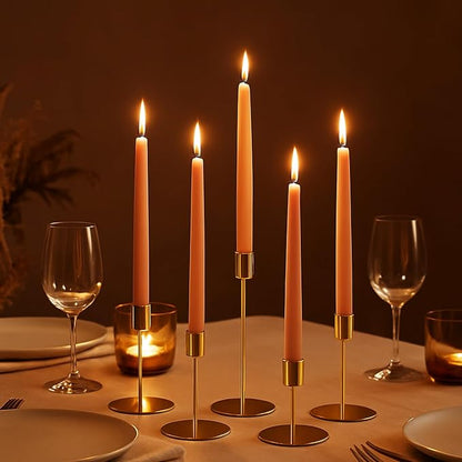 Smtyle Gold Taper Candle Holders for Candlesticks Set of 5 Matte Finial for Wedding Dining Table Centerpiece,Golden Birthday Gifts Decor