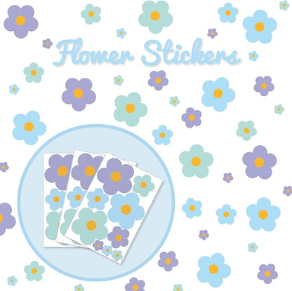 81 Pieces Wall Decal Flower Stickers - Removable Peel & Stick Wall Decals for Kids' Girls Room Decor(Purple, Blue, Green)