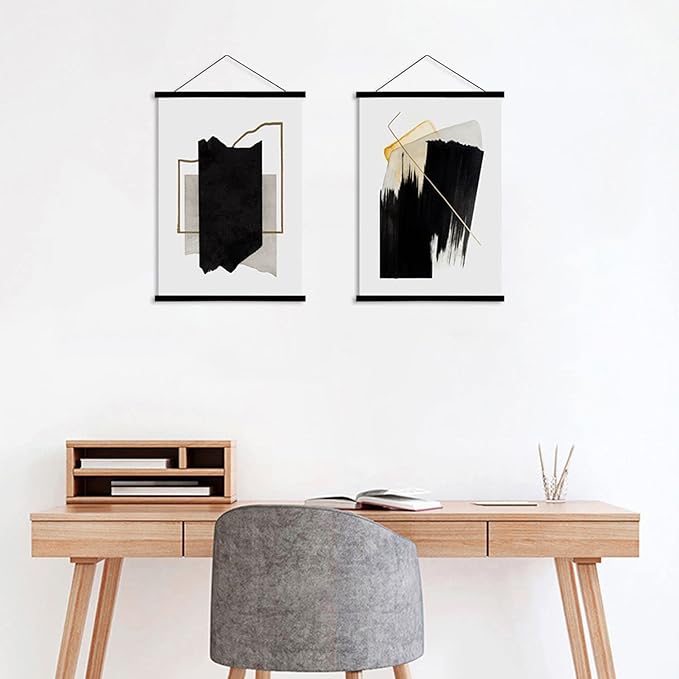 WITCOLOR Magnetic Poster Hanger Frame 13x19 13x13 13x17 Poster Frame 13 Inch Wide 2 Pack Magnetic Hanging Frames Black Wood Wooden Frame Hangers for Room Wall