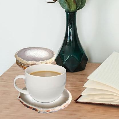 Agate Coasters Set of 4 3-4'',Crystal Geode Stone Coasters with Rubber Bumpers,Agate Slices for for Drink Home Decor, Coffee Table, Bar Accessories,Birthday Gift